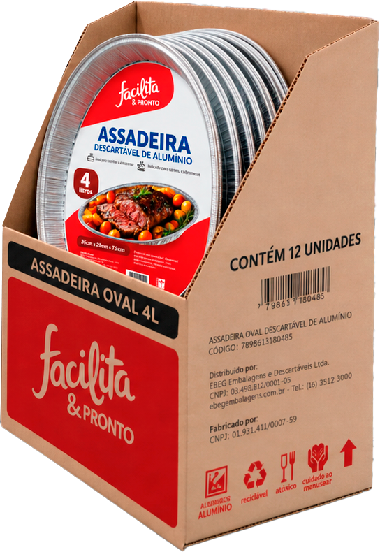 Nova caixa display das assadeiras descartáveis Facilita&Pronto